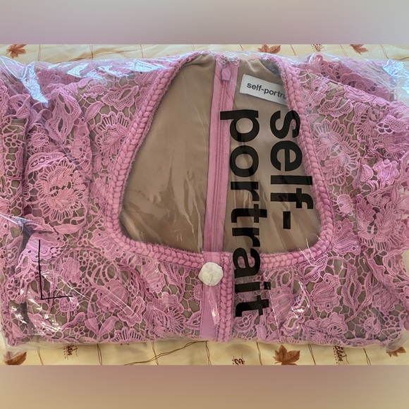 SELF-PORTRAIT - PINK GUIPURE LACE MIDI DRESS - PINK - Picture 3 of 7